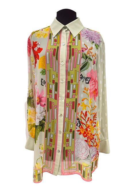 Floral patterned shirt with appliqués GAI MATTIOLO | shirts | LV1272VERDE ACQUA